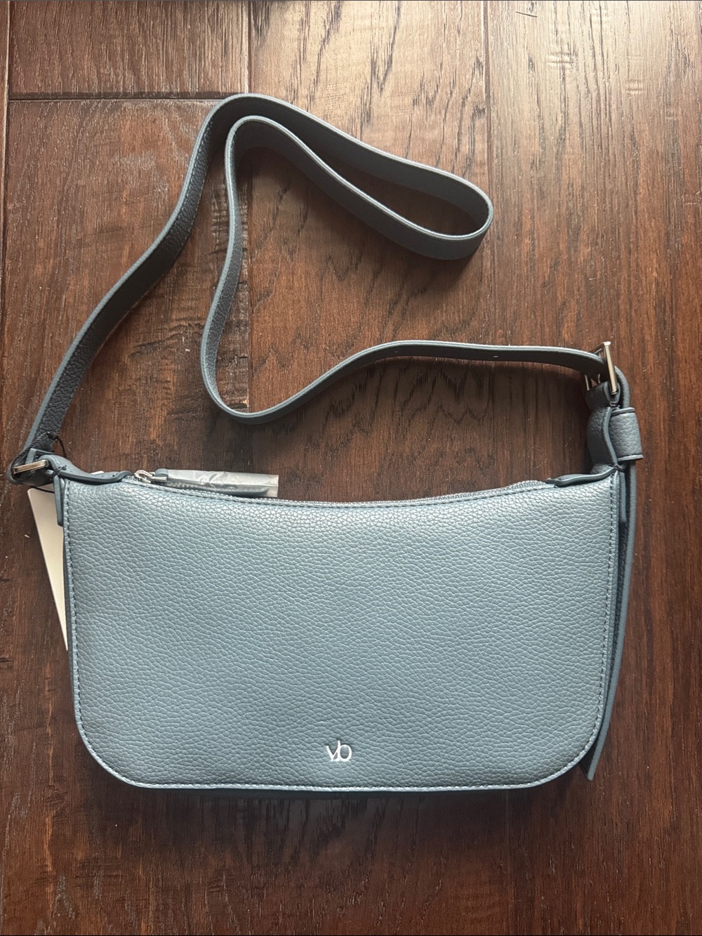 Pebbled Faux Leather Shoulder Bag in Slate Blue
